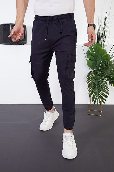 İMPOSİNG Jager Navy Blue Cargo Pants with Elastic Waist and Leg Legs