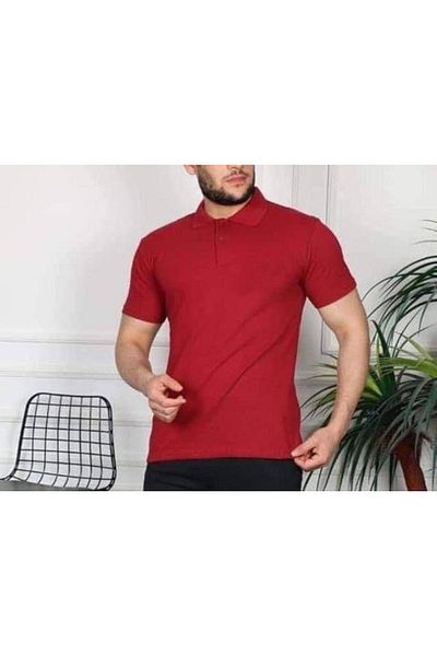 FATELLA Men's Slim Fit Polo Collar Basic Narrow Model Short Sleeve T-shirt