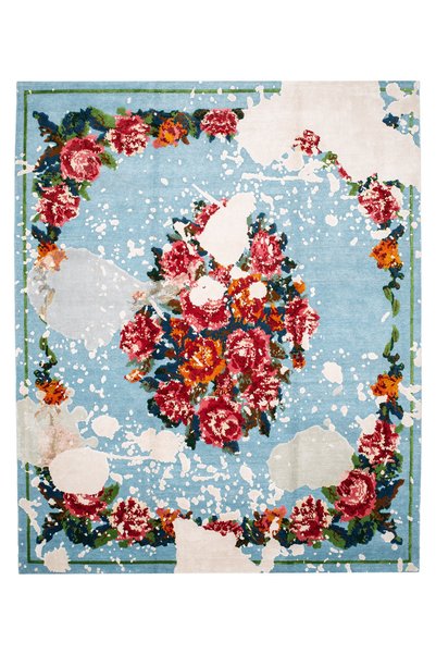 Rugs Modern Halı Covor țesut multicolor cu model Karabağ, albastru gheață, fl...