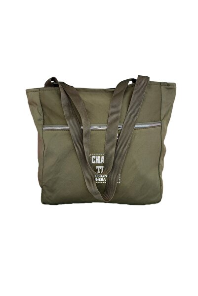 Hanselis Yeşil Bez Omuz Çanta Fermuar Kapamalı Bez Çanta Kol Çantası