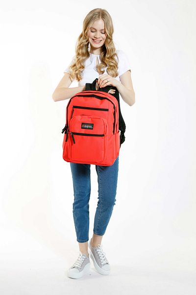 KAUKKO Set of 2 Full Pocket Coral Backpack and Pencil Bag