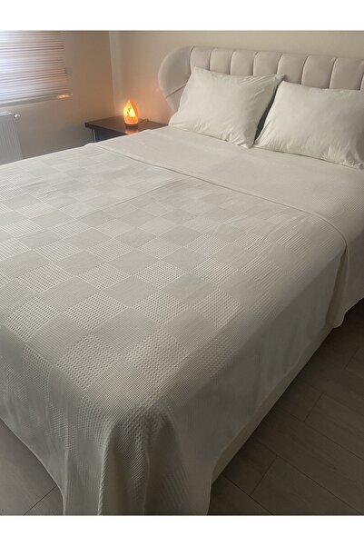 Zeren Home %100 Pamuklu Çift Kişilik Pike, Lastikli Çarşaf Takım 4 Parça