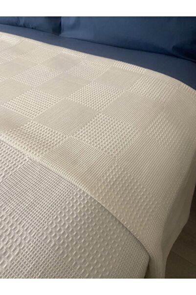 Zeren Home %100 Pamuklu Çift Kişilik Pike, Lastikli Çarşaf Takım 4 Parça