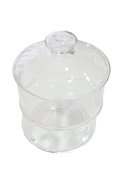 esdekor برطمان زجاجي 2 طبقة زجاج كبير 23x15x9 سم غطاء شفاف عادي مطبخ صحي للمنزل 1 قطعة