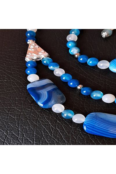 Asteria Elite Blue Agate Necklace Bracelet Set