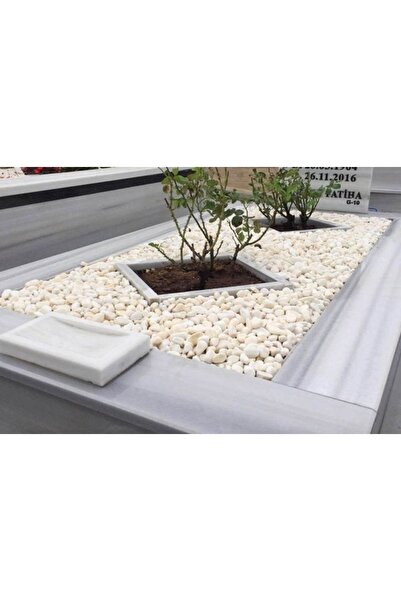 Asenya Mezar Taşı 6 Kg 1-2 Cm Beyaz Dolomit Taş Dere Çakıl Taşı Bahçe Süs Taşı Mezar Süsleme Taşı