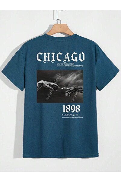 YUVEST تي شيرت Blackrock نسائي أسود كبير الحجم 100% قطن مطبوع بظهر شيكاغو 1898