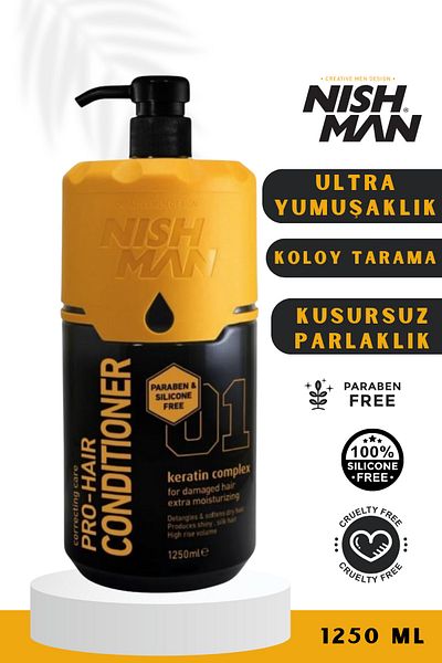 NISHMAN 01 Keratin Conditioner Silicone and Paraben-Free / For All Hair 1250 ml