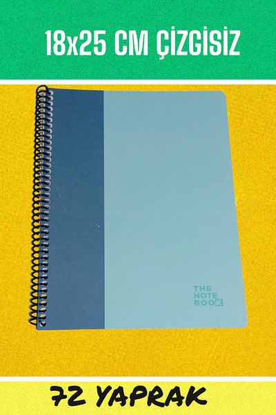 KESKİN COLOR 18x25 Cm Unlined 72 Sheets Wire Cardboard Cover Notebook 60 Gr White Page