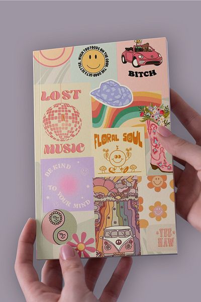 Namgo دفتر ملاحظات غير مبطن من Hippie Collage مقاس A5 (50 ورقة)