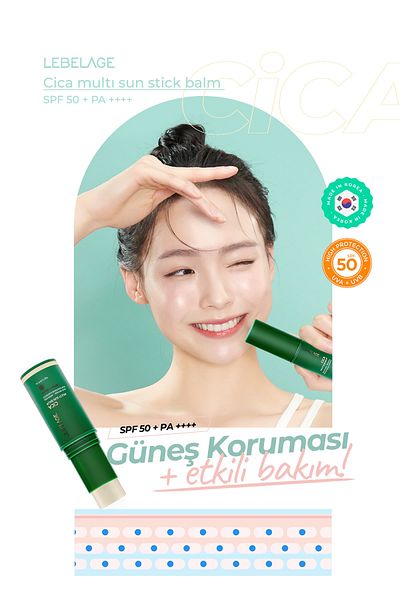 LEBELAGE Sunscreen Dry and Sensitive Skin Stick - Cica Sun Balm Spf 50 /pa, Lebemultısun, One Size