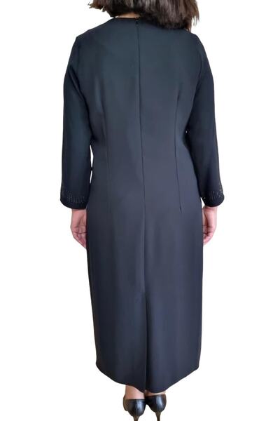 HaiModa Kadın Anne Elbisesi Büyük Beden Krep Taş Işli