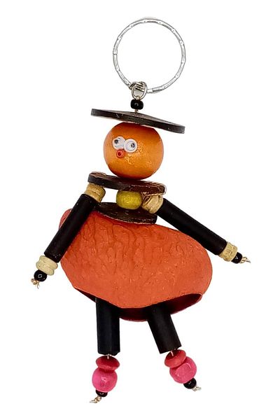 Dünyadan Hediyeler Orange Native Woman Figure - Mangis Keychain