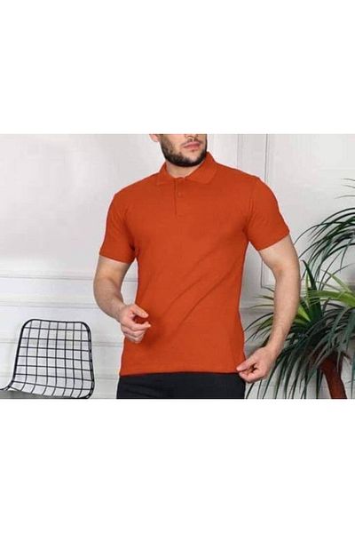 FATELLA Men's Slim Fit Polo Collar Basic Narrow Model Short Sleeve T-shirt