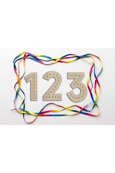 MartinaCole Montessori Bağcık Oyuncağı, 1-2-3 Sayıları Lazer Kesimli 3 Parça