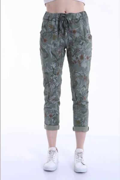 AYASOFYA OTANTIK Pantaloni skinny de damă, kaki, italieni, cu talie legată și...