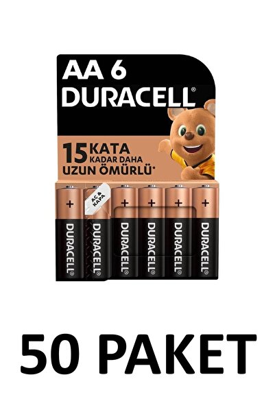 Duracell 50 Paket Basic Aa Alkalin Kalem Piller, 1,5 V Lr6/mn1500, 6'lı