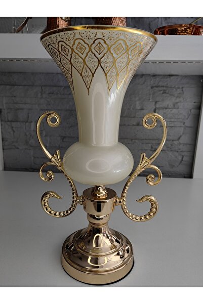 ALANYA HOME DECOR Lüks Orijinal Vazo Cam Gövde Altın Metal Ayak 40cm Luxury O...
