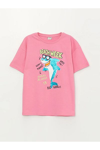 LC Waikiki Μπλουζάκι αγοριών Lcw Kids Comfortable Fit Crew Neck Reversible Sequined T-shirt