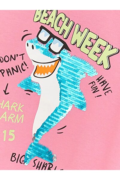 LC Waikiki Μπλουζάκι αγοριών Lcw Kids Comfortable Fit Crew Neck Reversible Sequined T-shirt