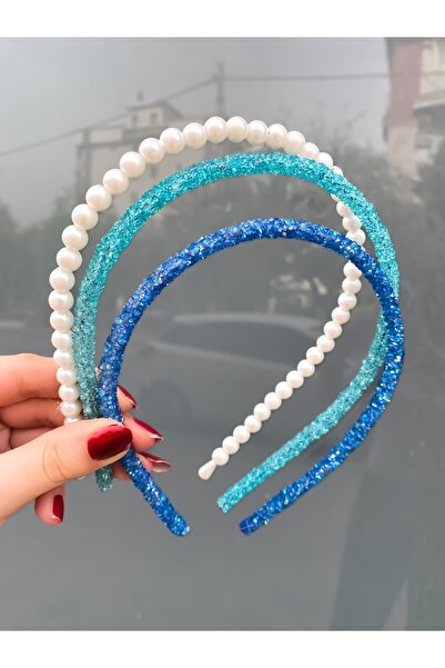 CSR AKSESUAR Σετ 3 τεμαχίων σατέν μαργαριτάρι και πέτρα κορώνα