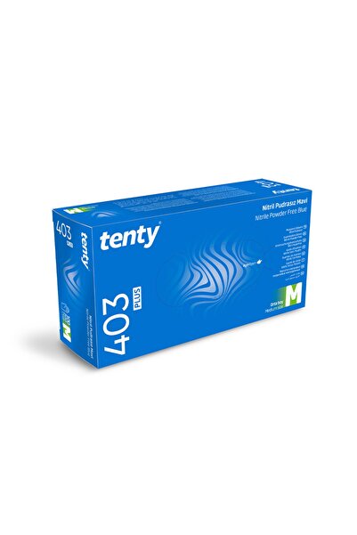 Tenty 403 Plus قفازات فحص النتريل متوسطة الحجم خالية من البودرة 100 قطعة