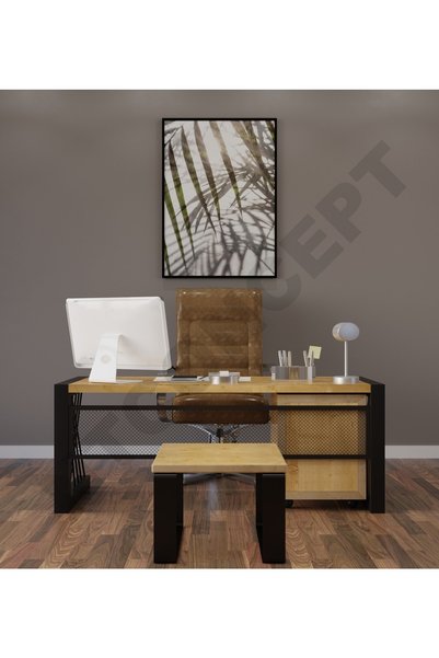 NT Concept Ntconcept Aiw Doğal Ahşap Üçlü Ofis Ve Çalışma Odası Takımı-220'lik Takım)