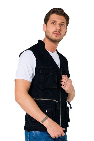 Şensel Multi-Pocket Denim Vest, Navy Blue -118E2145- Four Seasons-Outdoor