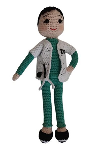 OYUNCAKPARK Önlüklü Doktor Bebek Amigurumi Organik Oyuncak
