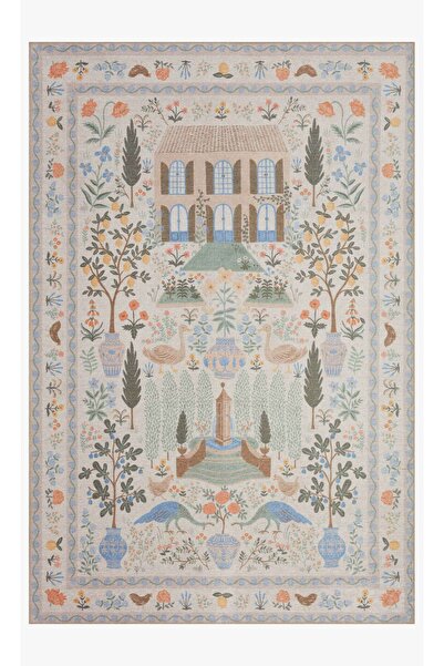 Rugs Modern Halı Floral Bej Ev Ve Botanik Tema Renkli Dokuma Taban Halı 1314