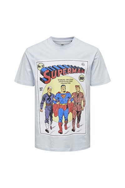 Only & Sons O Yaka Baskılı Mavi Erkek T-shirt 22026069_onswb Reg Ss Tee