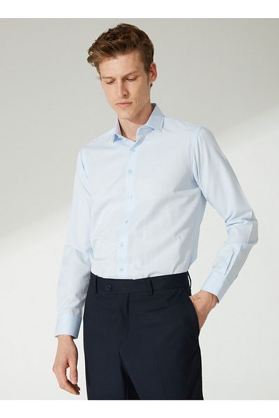 SÜVARİ Slim Fit Classic Guler Dobby Blue - Cămașă pentru bărbați Ice Gm 2024700397