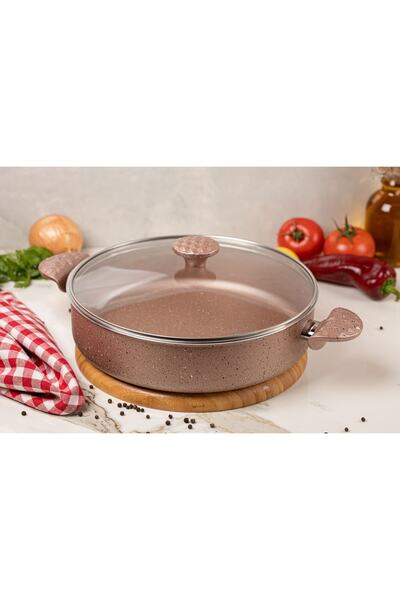 MEŞELER Rose Patterned Granite 28 Cm Flat Pot