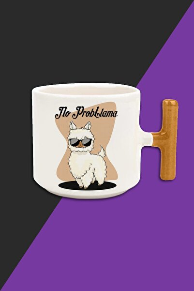 bymat No Problema - كوب لاتيه بلون كريمي - كوب بمقبض أصفر