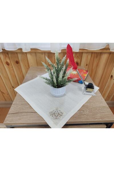 Cennet Home زهرة طاولة زخرفية من الخزامى ذات ملمس طبيعي في وعاء خوص أبيض