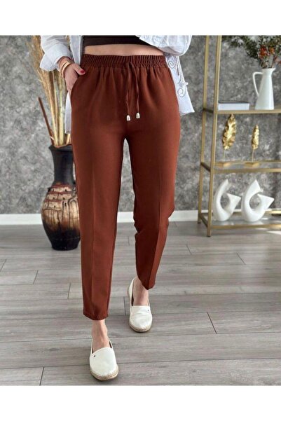Ars Kahverengi Beli Lastikli Dar Paça Pantolon