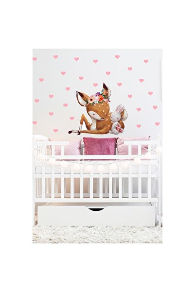 Sim Tasarım - Sim120- Ceylan Ve Minik Tavşan Duvar Sticker Seti Renkli