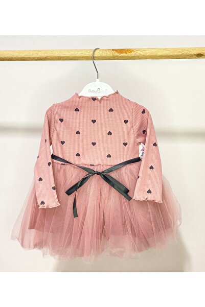 Heart Ribbed Tulle Dried Rose Dress