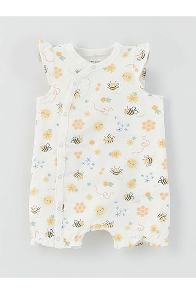 LC Waikiki LCW Baby-Strampler mit Rundhalsausschnitt und Muster für Babys