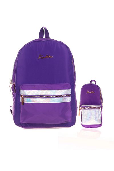 KAUKKO Set of 2 Magic Gloss Purple Backpack and Pencil Bag