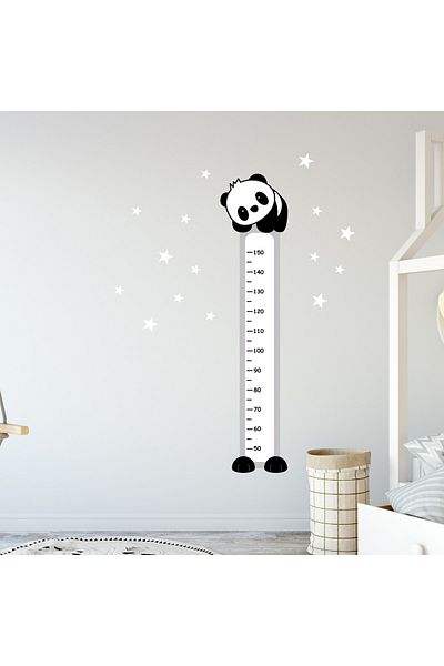 Sim Tasarım Cute Panda Height Measurer Wall Sticker Set Colorful