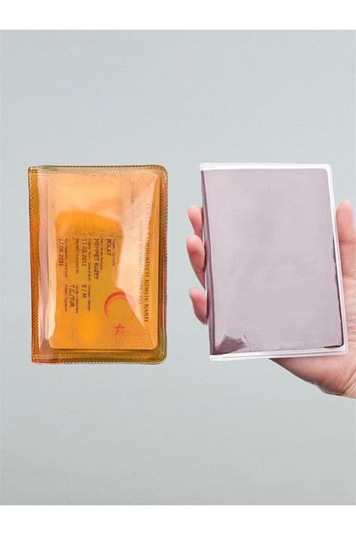 Gempo Set of 2 Neon Wallet Transparent Card Holder Unisex Wallet + Passport Protection Case Passport Holder Passport Case