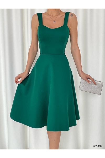 Varyete Strappy Flared Skirt Fabric Midi Length Evening Dress