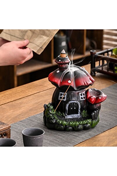 ZB DESİNG ART Büyük Ev Görünümlü Mantar Geri Akış Tütsülük Çubuk Tütsülük Öze...