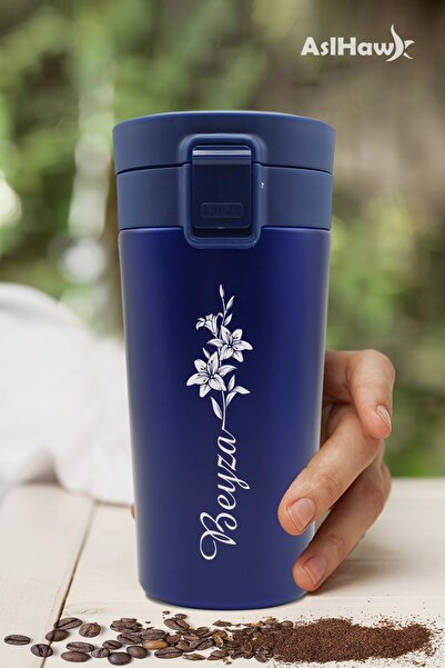 DURABLES Kişiye Özel Isimli Baskılı Termos Filtreli 304 Paslanmaz Çelik Çift Katmanlı Sızdırmaz 380 Ml Termos