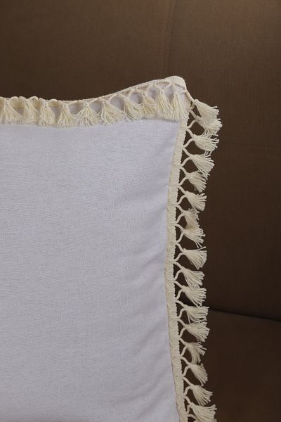 NDC HOME Husă de pernă cu pompon alb de in 43 X 43