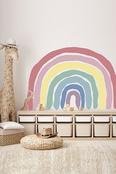 Sim Tasarım Star Works Large Size Pastel Colored Rainbow Kids Room Wall Sticker