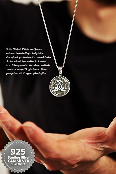 CAN SİLVER 925 Ayar Gümüş Mührü-azam Davut Yıldızı S.peker Gümüş Erkek Kolye