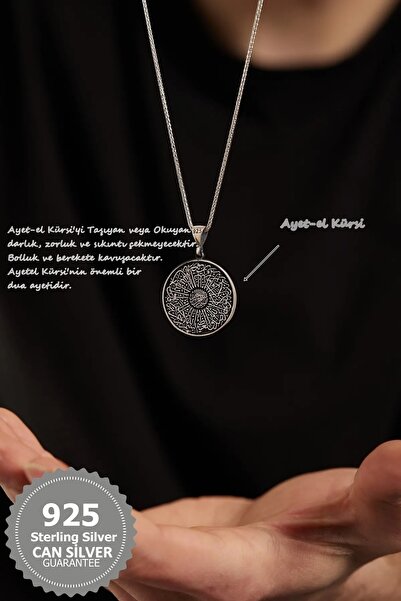 CAN SİLVER 925 Ayar Çift Taraflı Nazar Ayeti Ve Ihlas Süresi Dua Işlemeli Öze...