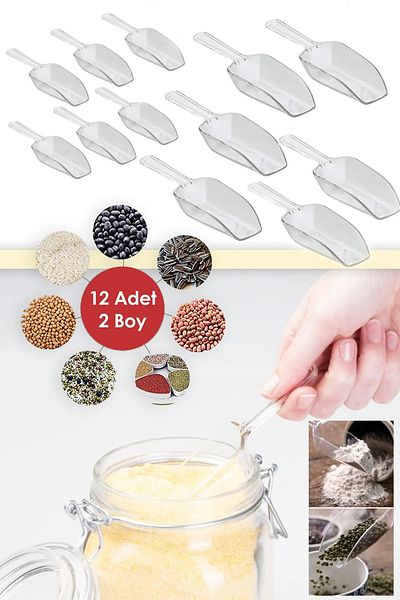 AKCAKESE 12 Pieces Luxury Spice Spoon Spice and Legumes Shovel 12 Pieces 2 Different Sizes
